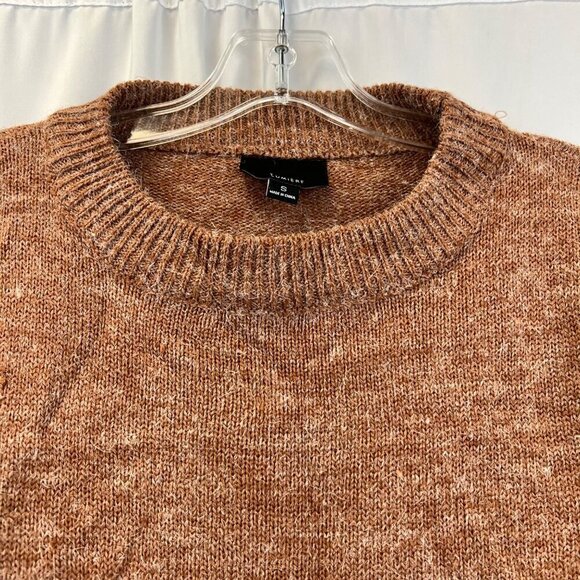 Lumiere Crew Neck Long Tiered Sleeve Sweater Rust/Gray Size Small Pullover - Picture 3 of 9